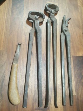 Antique Professional Farrier Tool Kit Hoof Knife Nipper Shoe Puller Cast Iron