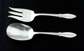 Wm.  Rogers Mfg.  Co.  Silver Plate El California Serving Fork Spoon 2 Pc Set