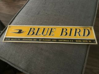 Very Rare Vintage Blue Bird Bus Line Advertising Tin Litho Embossed Emblem Sign