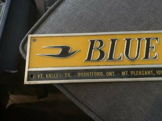 Very Rare Vintage Blue Bird Bus Line Advertising Tin Litho Embossed Emblem Sign 2