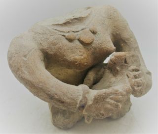 Large And Impressive Indus Valley Harappan Idol Fragment Holding Child Rare