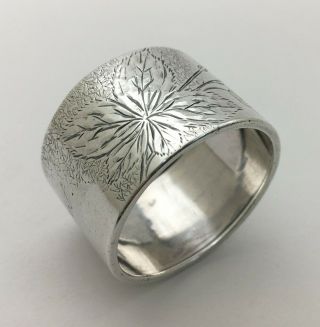 Fine Antique Bright Cut Engraved Sterling Silver Napkin Ring " Margaret "