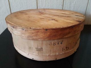 Vintage 15 " Round Bentwood Pantry Cheese Box With Wood Lid 1980