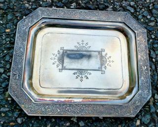 Extremely Rare Antique Middletown Plate Co.  Ornate Hard White Metal Tip Tray
