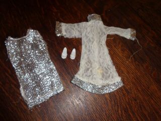 Vintage Barbie Sized Clone Silver Dress & Overdress Japanese Exclusive Clone