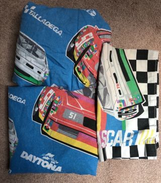 Vintage Dreamstyles Nascar 6 - Piece Twin Sheet Set Made In The Usa Rare