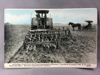 C 1910 Aultman Taylor Tractor Gas Rose Creek Minnesota Farm Postcard Antique