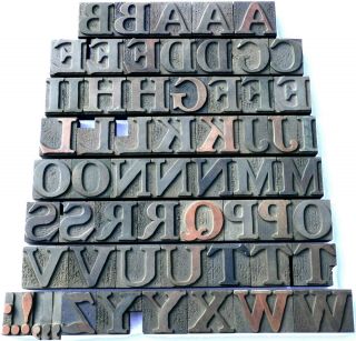 Letterpress Wood 1 5/8 " Day & Collins Alphabet 61pcs Stunning Rare Typeface