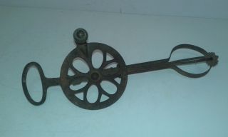 Antique Primitive Old Hand Forged Iron Kitchen Tool Hand Mixer.