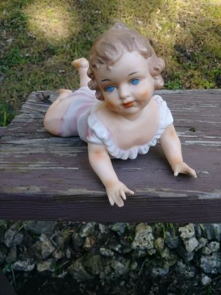 20 Antique Gebruder Heubach Vintage Bisque Piano Doll Baby Girl /wruffled Gown
