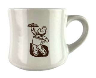 Dunkin Donuts Dunkie Man Coffee Mug Tea Cup Ceramic Vintage Rare Ivory Brown