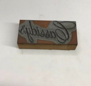 Cassidys Vintage Letterpress Print Block Logo Advertising Printing Block Metal