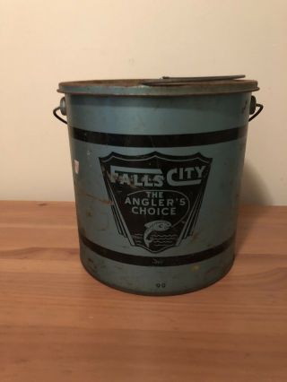 Vintage Metal Minnow Bucket Falls City The Anglers Choice 99