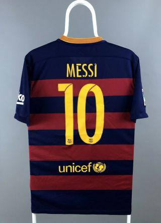 2015 2016 Nike Fc Barcelona 10 Messi Home Jersey Trikot Maglia Kit Soccer Rare