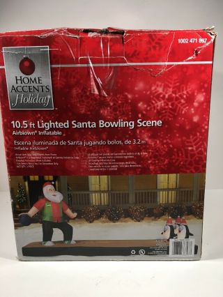 Rare 10.  5 Ft Long Christmas Lighted Santa Bowling Scene Inflatable By Gemmy