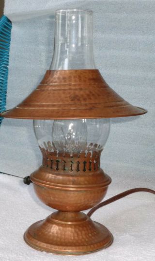 Hammered Copper,  Arts And Crafts Desk/table Lamp With Copper Shade