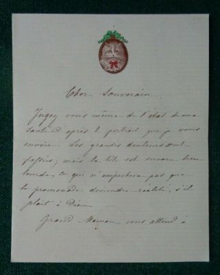 Antique Signed Letter Countess Rzewuska Niece French Balzac Embossed Pussy Cat