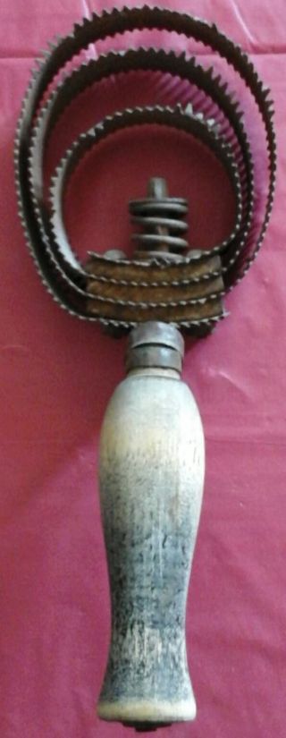 Antique Vintage Horse Brush Curry Comb Steel With Wood Handle