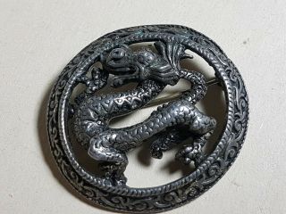 Antique Or Vintage Chinese Or Asian Brooche With Dragon