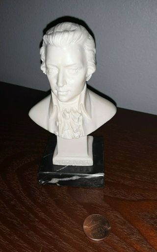Sculptor A.  Santini Mozart Bust 5 " Statue Marble Base Made In Italy Rare