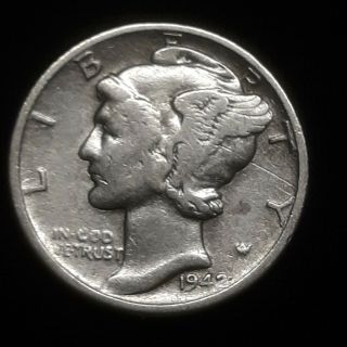 1942/1 Mercury Dime In Vf Great Looking Coin Key Error Rare