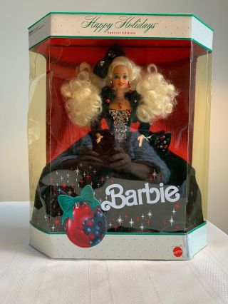 Happy Holidays Barbie 1991 Special Edition Doll & Stand 1871
