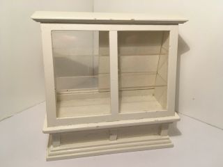 Vintage Dollhouse Miniatures White Wooden Display Cabinet 50