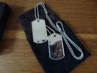 Gucci Double Identity Dog Tags Necklace Very Rare Solid Sterling Silver