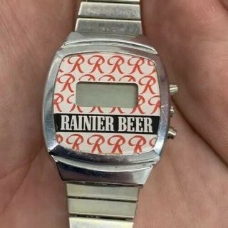 Rare Vintage 80’s Rainier Beer Seattle R Logo Salesman Employee Digital Watch