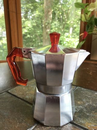 Vintage Pezzetti Italexpress 2 Cup Stovetop Espresso Coffee Maker Rare Ruby Red