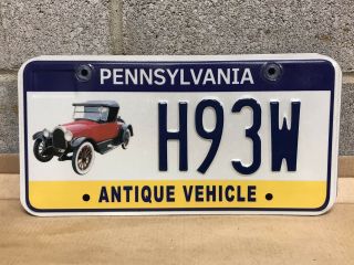 Pennsylvania Pa License Plate Antique Vehicle H93w H 93 W