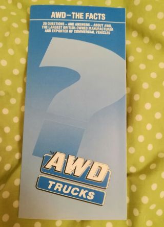 Awd Truck Range Brochure 1989 Rare
