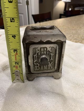 Vintage Cast Iron Antique Coin Deposit Combination Bank