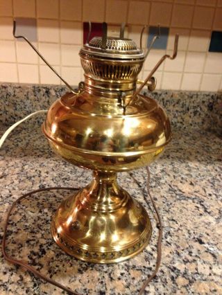 Antique Rayo Kerosene Lamp Brass Electrified