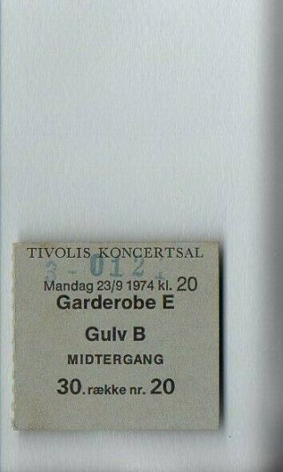 The Kinks 1974 Rare Concert Ticket Stub (denmark)
