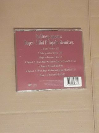 Britney Spears RARE CD Single Oops I Did It Again (Made In Sweden) 2
