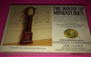1/12 Willard Tall Case Clock Kit 40046 House Of Miniatures Open Complete C1790