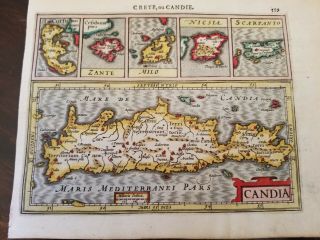 1613 Mercator Hondius Map Crete Corfu Zante Milo Nicsia Scarpanto Greek Islands