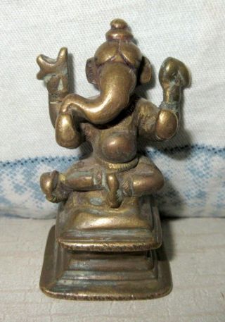 1880 ' s Antique Old Rare Brass Hand Carved Hindu God Ganesha Statue Rich Patina 2