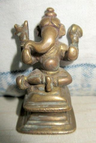 1880 ' s Antique Old Rare Brass Hand Carved Hindu God Ganesha Statue Rich Patina 3