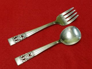 Vintage 1936 Oneida Community Coronation Silverplate Baby Spoon & Fork