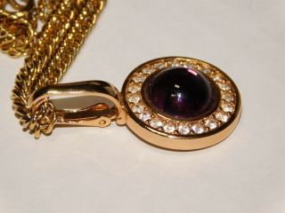 Vintage Sal Swarovski Purple Clear Crystal Rhinestone Gold Tone Necklace M42
