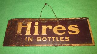 Antique Hires Root Beer In Bottles Embossed Metal Sign Ships