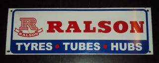 Ralson Tyres Hubs And Tubes Vintage Porcelain Enamel Sign Rare Christmas Offer