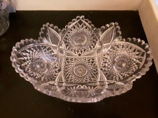 Rare - Vintage Abp 11 1 /2 " By 8 " Cut Glass Bowl Deep Cuts,  Clarity