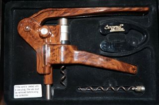 Screwpull Lever Model Wine Opener Gift Set,  Woodgrain With Foil Cutter - Rare