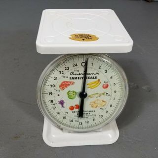 Vintage American Family Scale 25 Lb Kitchen Counter Metal Food Scale White