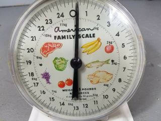 Vintage American Family Scale 25 LB Kitchen Counter Metal Food Scale White 2