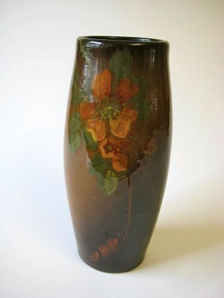 Antique Owens Utopian Art Pottery Dark Brown Glazed Vase