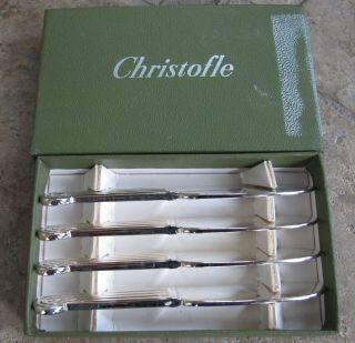 4 Vintage Christofle France Silver Plate 3 - 7/8 " Small Butter Spreader Knives